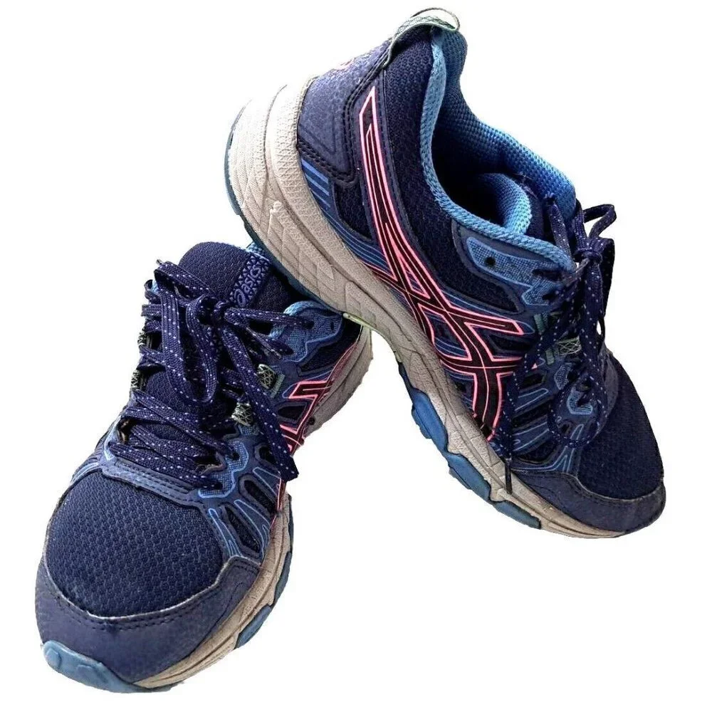 Asics Women's 6.5 Low Cut Lace Up Gel-Venture 7 Blue Multicolor Sneakers